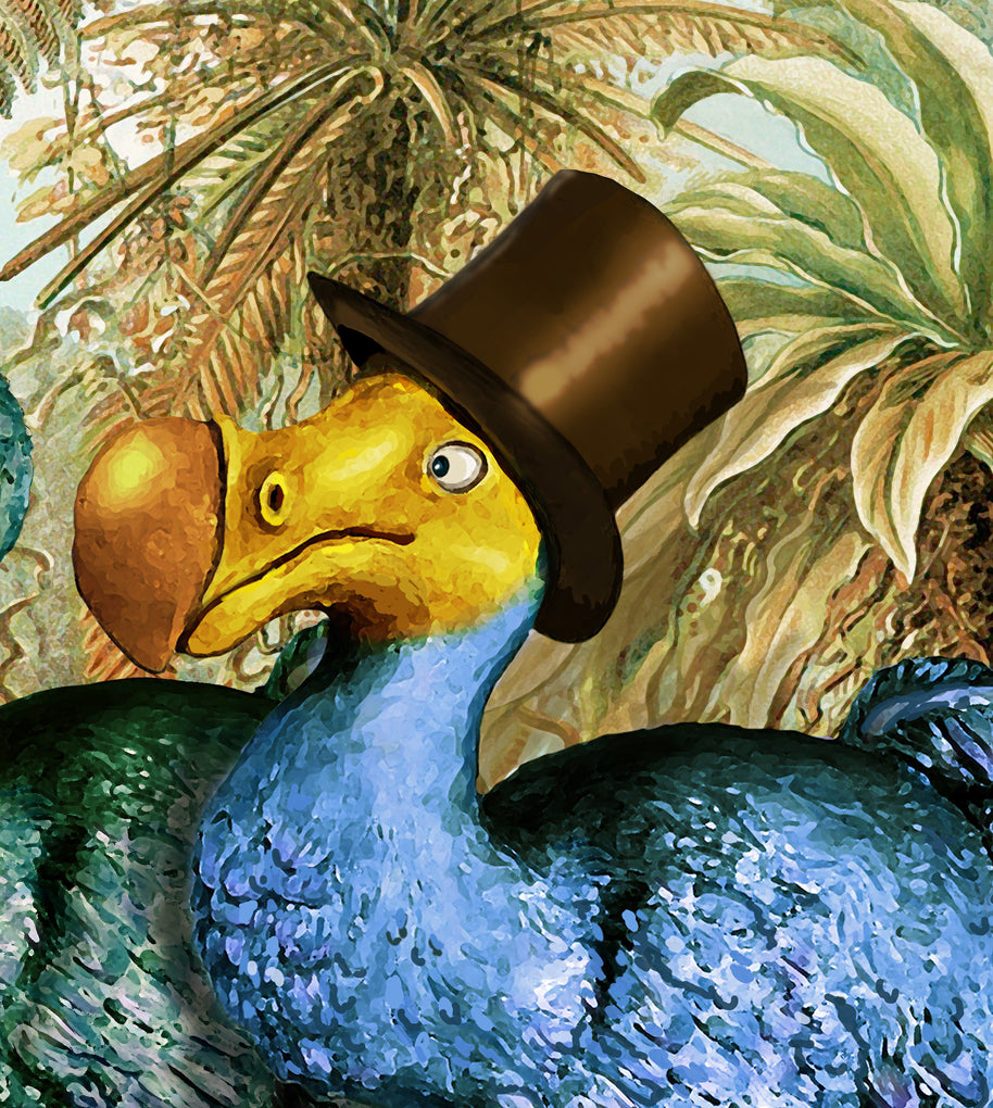Two Dodo Birds | Botanical Vintage Wall Art | Alice in Wonderland Print