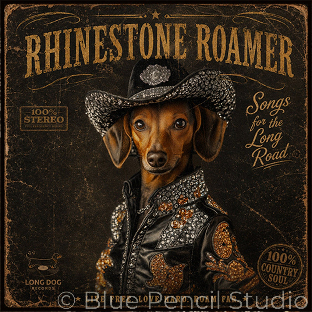 Rhinestone Roamer | Vintage Country Dachshund Print
