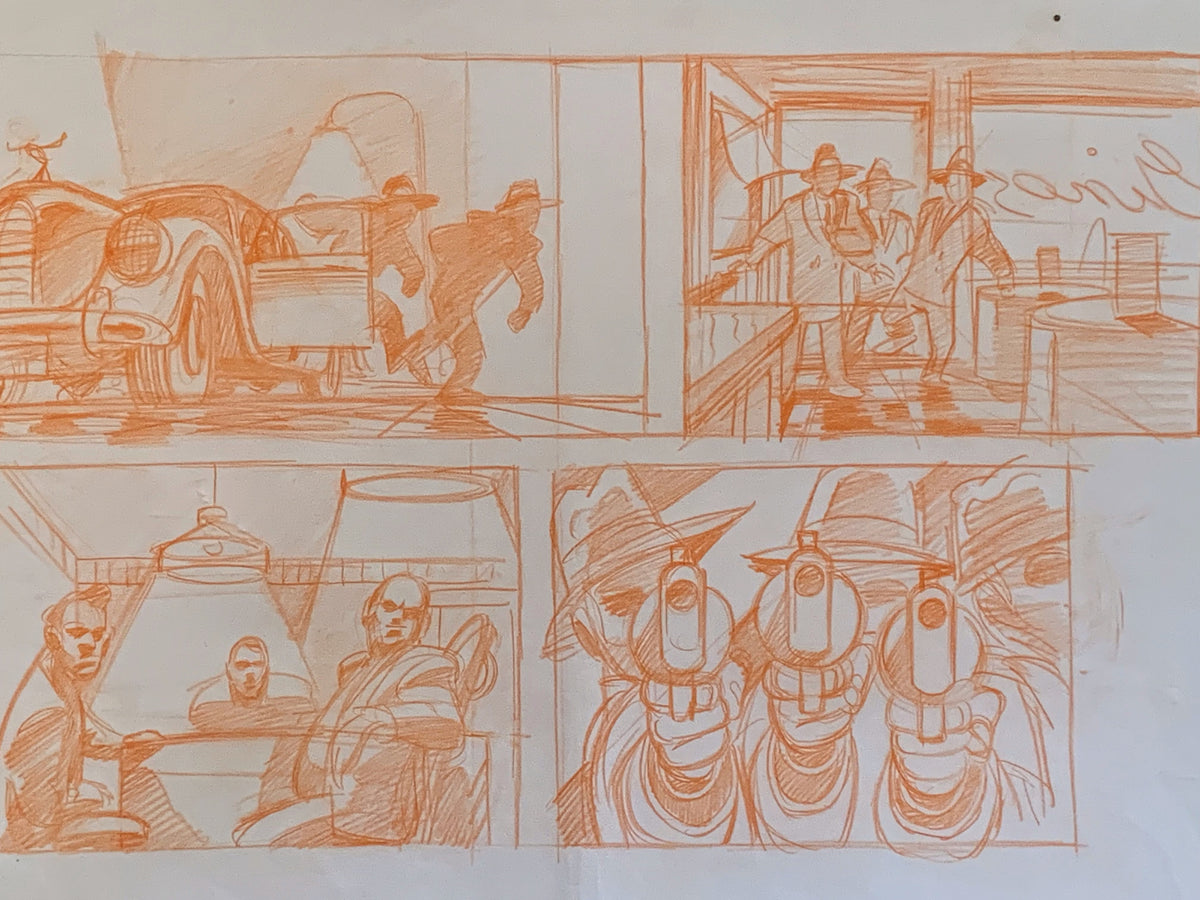 Weetabix commercial 'Bullets'.  Original storyboard drawing. 1991