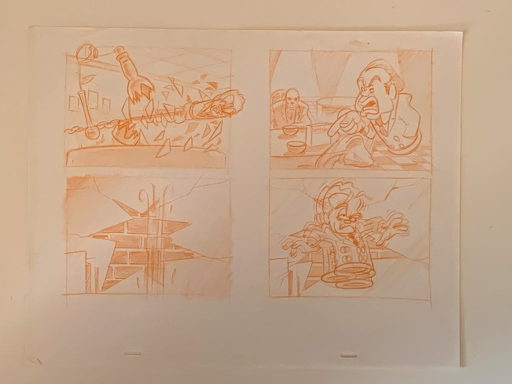 Weetabix commercial 'Bullets'.  Cagney. Original storyboard drawing. 1991