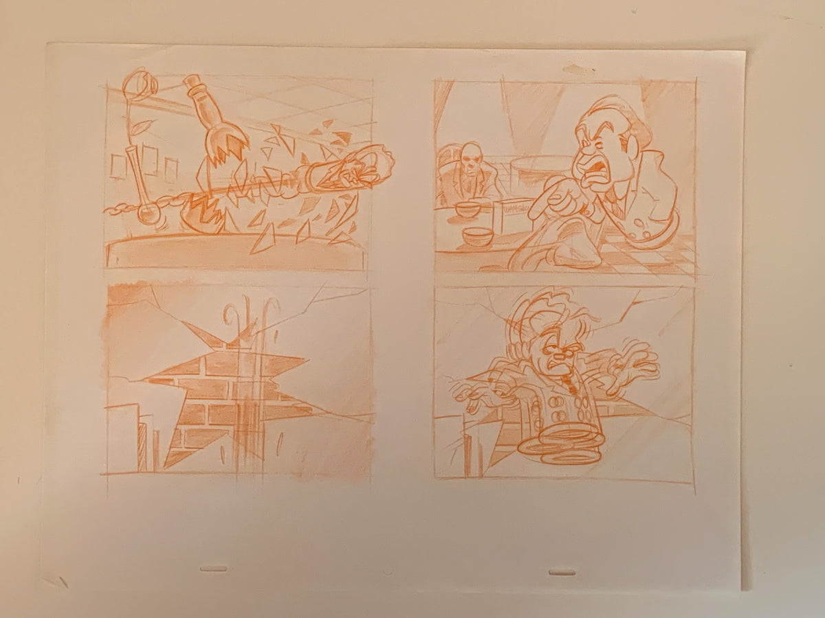 Weetabix commercial 'Bullets'.  Cagney. Original storyboard drawing. 1991
