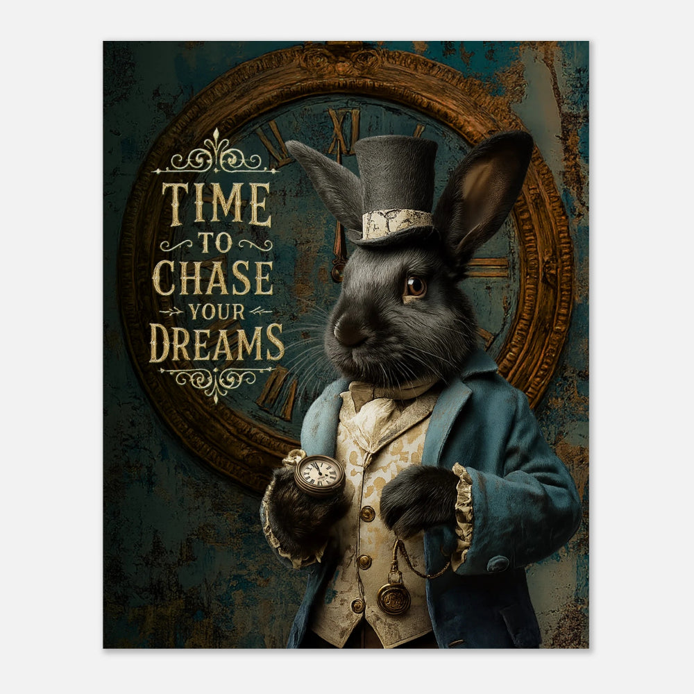 Black rabbit in top hat and watch
