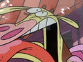 A close-up of an illustrated cartoon scene showing a Chicken from Cow and Chicken show