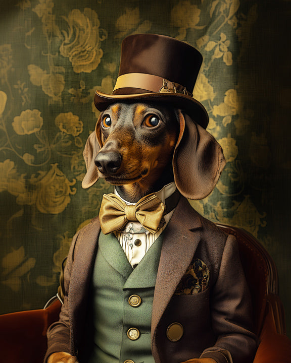 Dachshund – Regency Sausage dog-Premium Matte Art Print