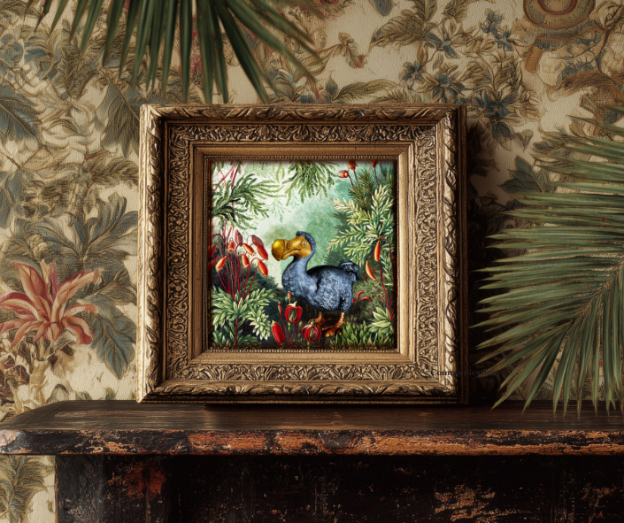 Dodo Bird art, Hand Painted Jungle Dodo Art Print | Tropical Bird Wall Art