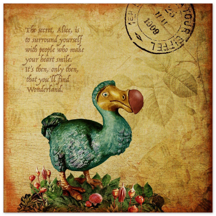 hand painted dodo in vintage background