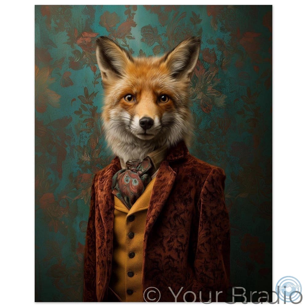 Fox in velvet jacket-vintage style