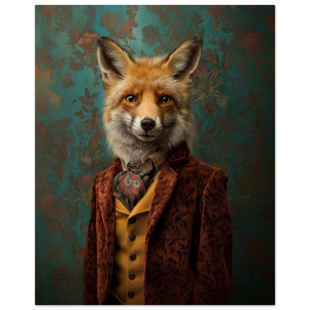 Fox in velvet jacket-vintage style