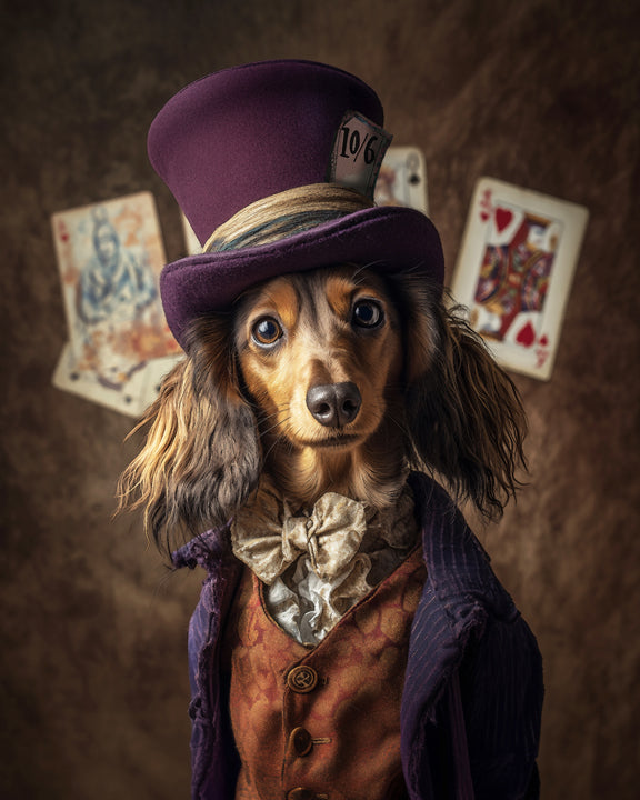 The Mad Hatter Dachshund- wall art-dog poster