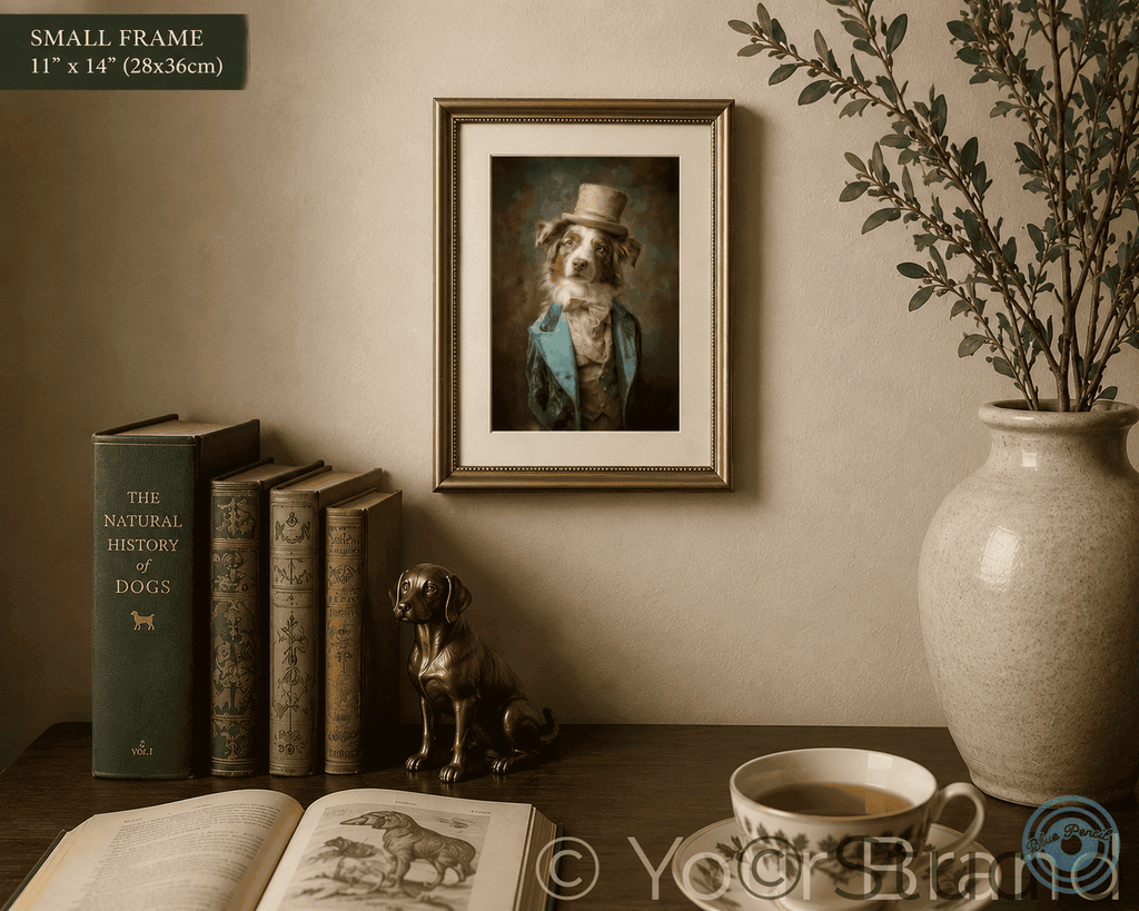 Australian Shepherd Regency Portrait Print | Elegant Dog Wall Art