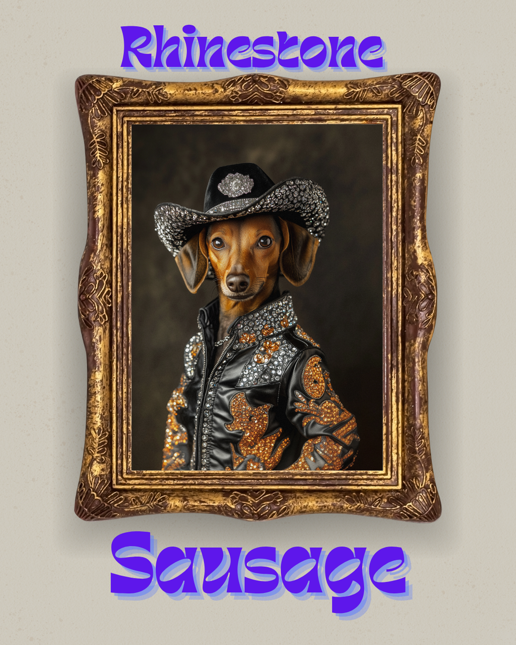 Rhinestone Roamer | Vintage Country Dachshund  Art, cowboy dog
