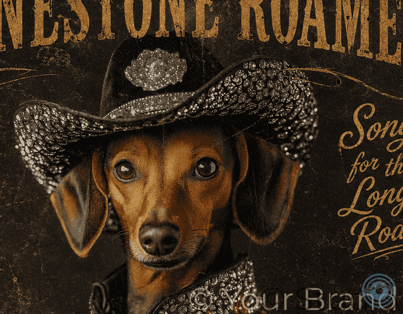 Dog wearing a cowboy hat with Rhinestones