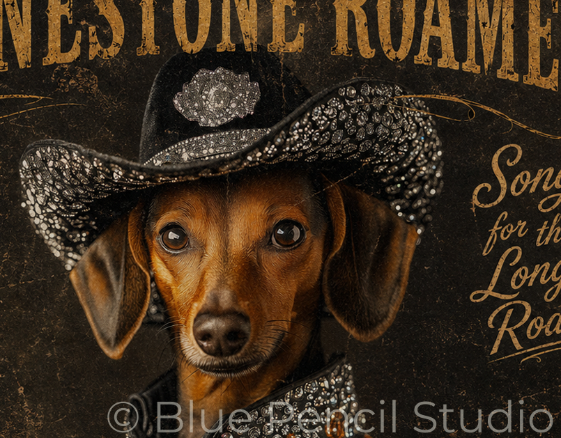 Rhinestone Roamer | Vintage Country Dachshund Print