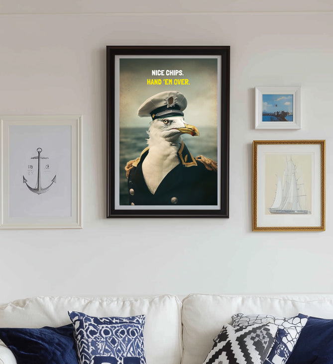 Nice chips. Hand them over - Funny Seagull Poster