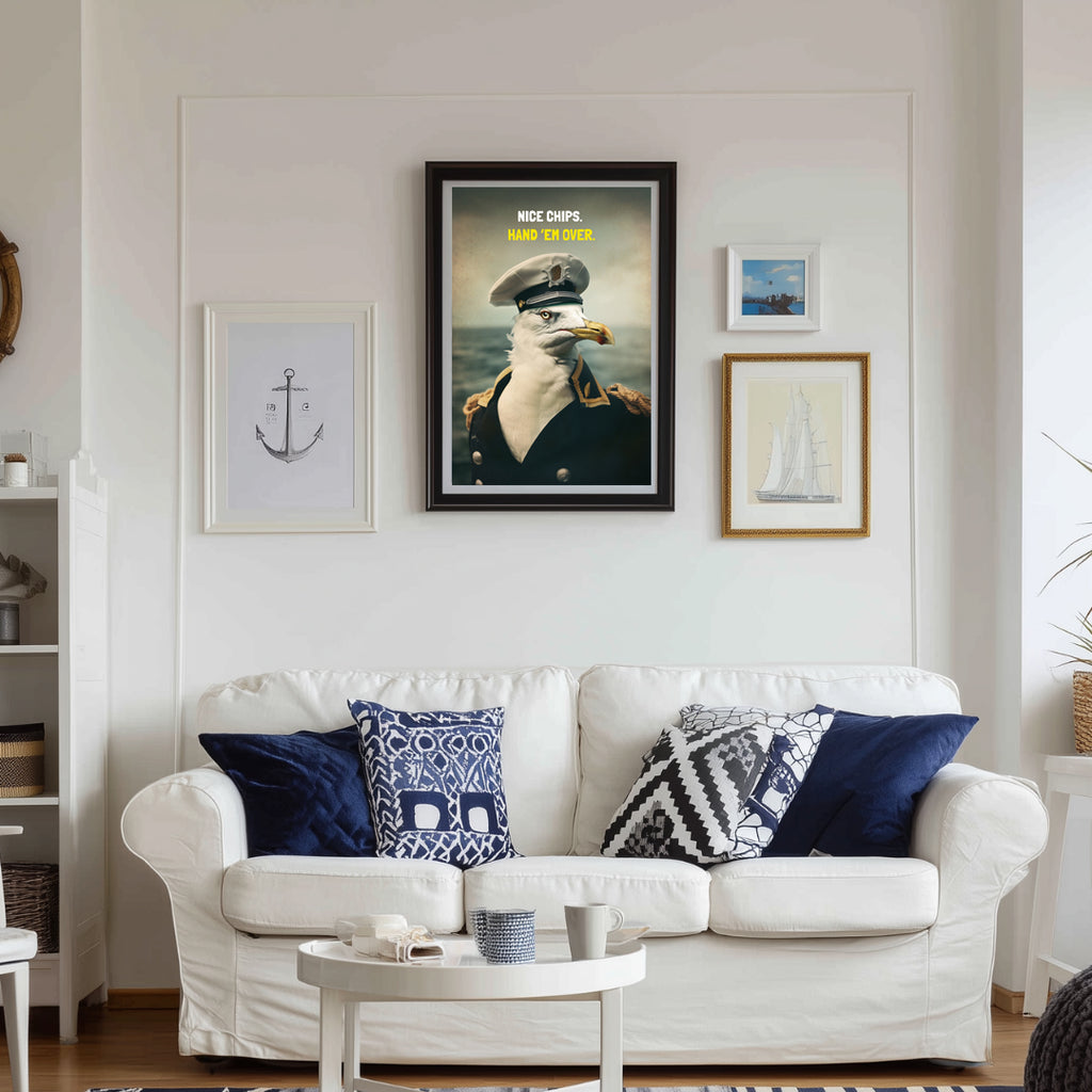 Nice chips. Hand them over - Funny Seagull Poster