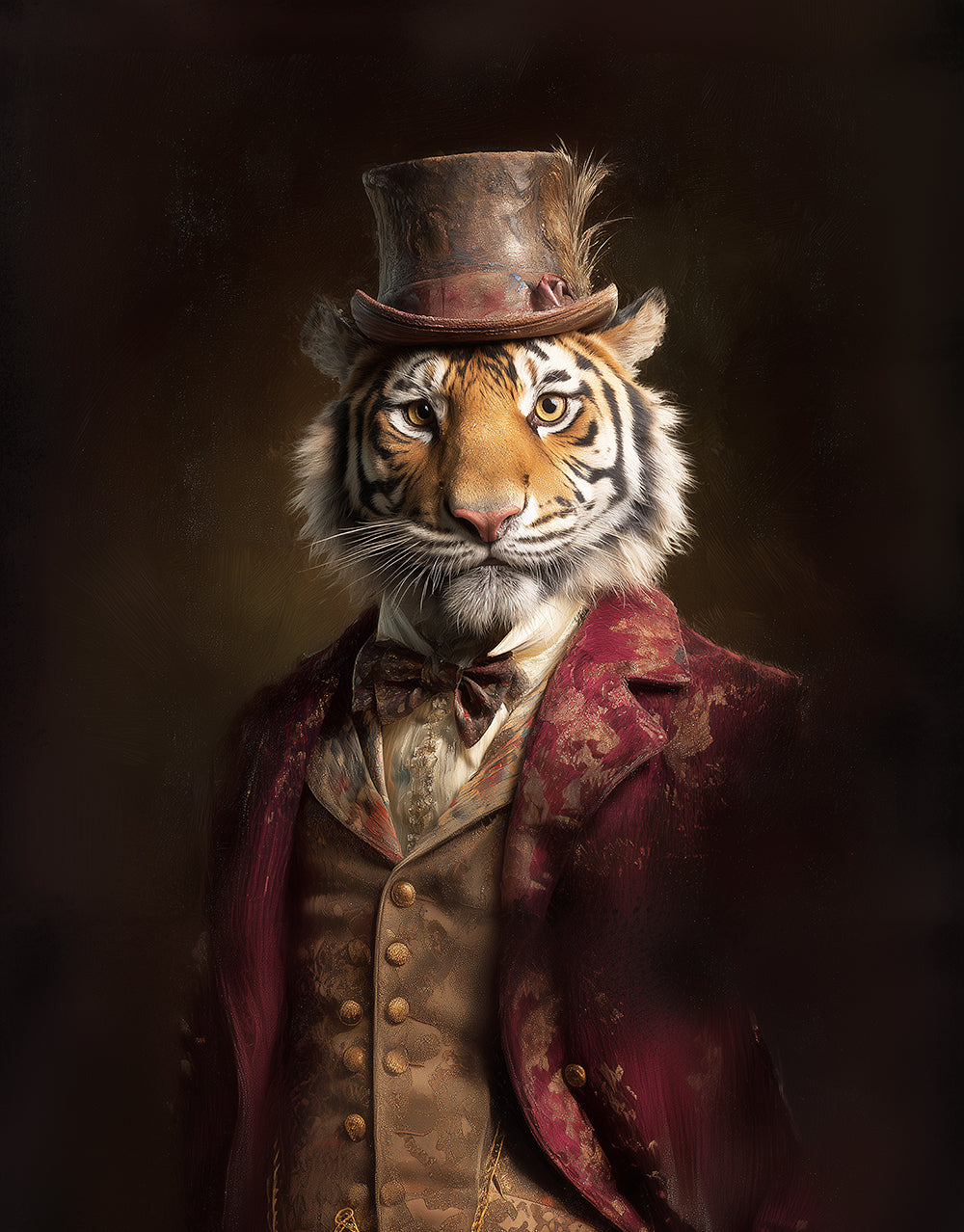 The Midnight Tiger Gentleman Print – Victorian Tiger Portrait Wall Art