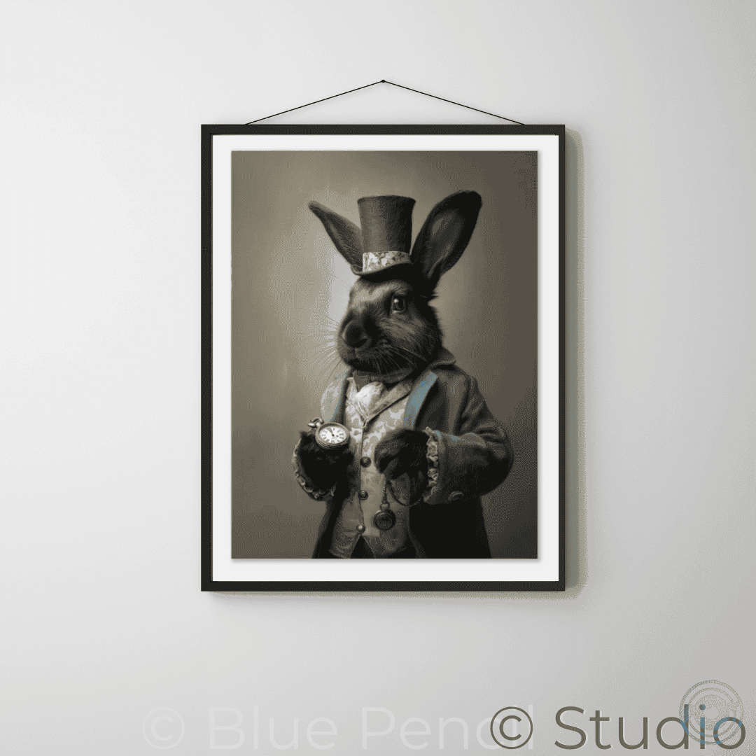 
Victorian Black Rabbit Art Print 