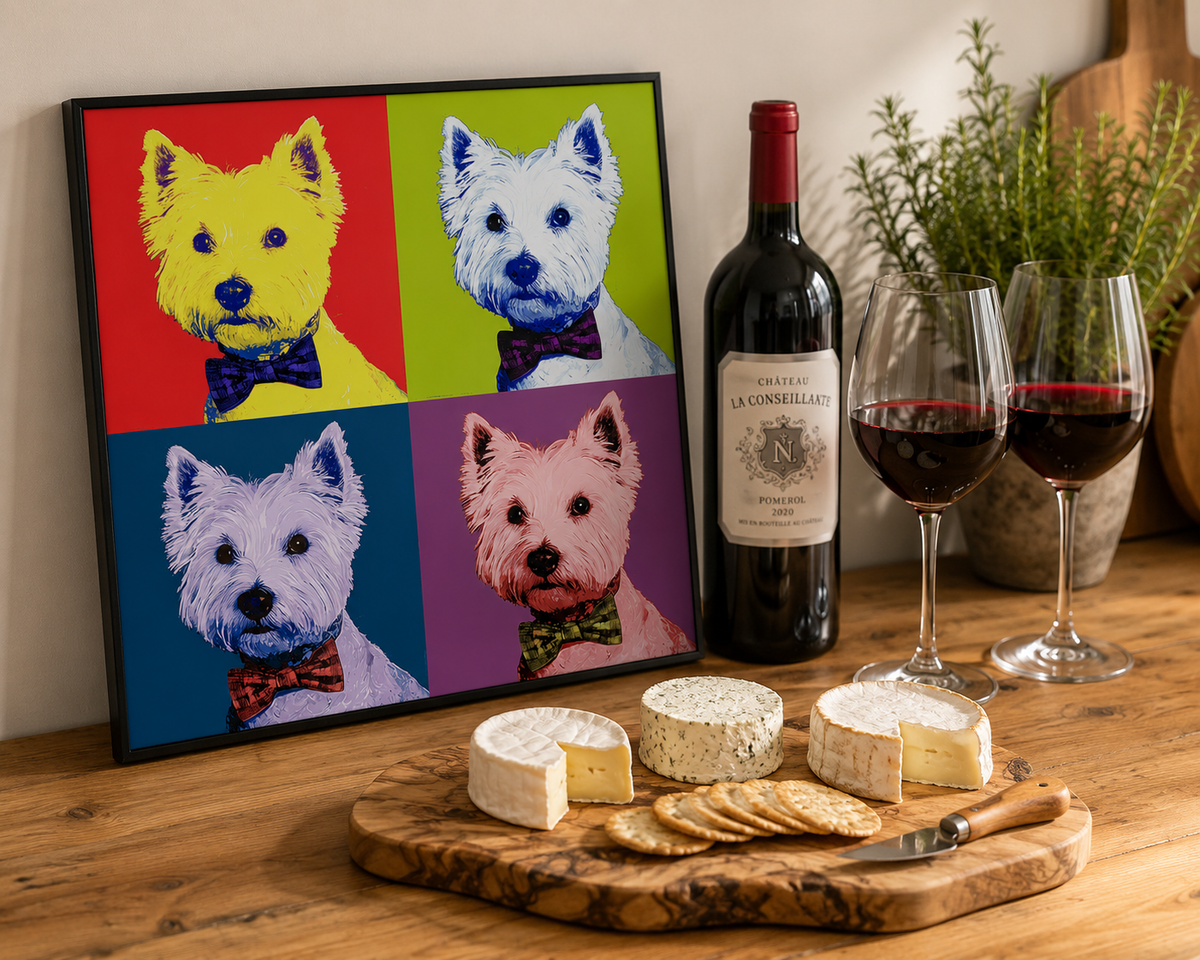 Pop Art Westie Print | Four Colourful Terrier Portraits (Matte Paper)