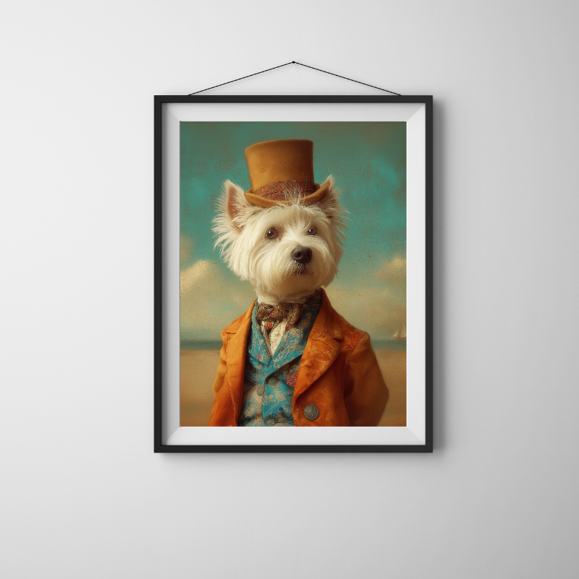 The Regency Westie | Dapper Dog Wall Art Print The Regency Westie |  Blue Pencil Studio