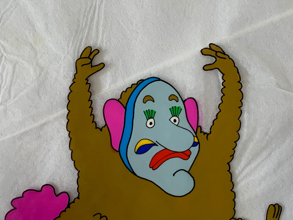 A close-up of a colourful cartoon character from The movie Yellow Submarine