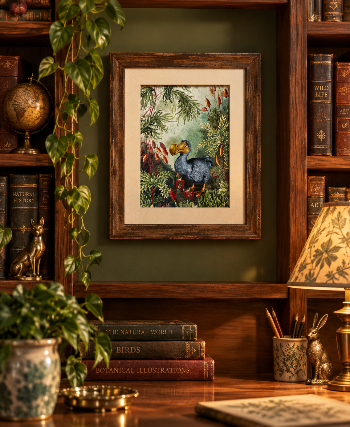 Alice in Wonderland Dodo Bird Print | Hand-painted-Botanical Garden Wall Art