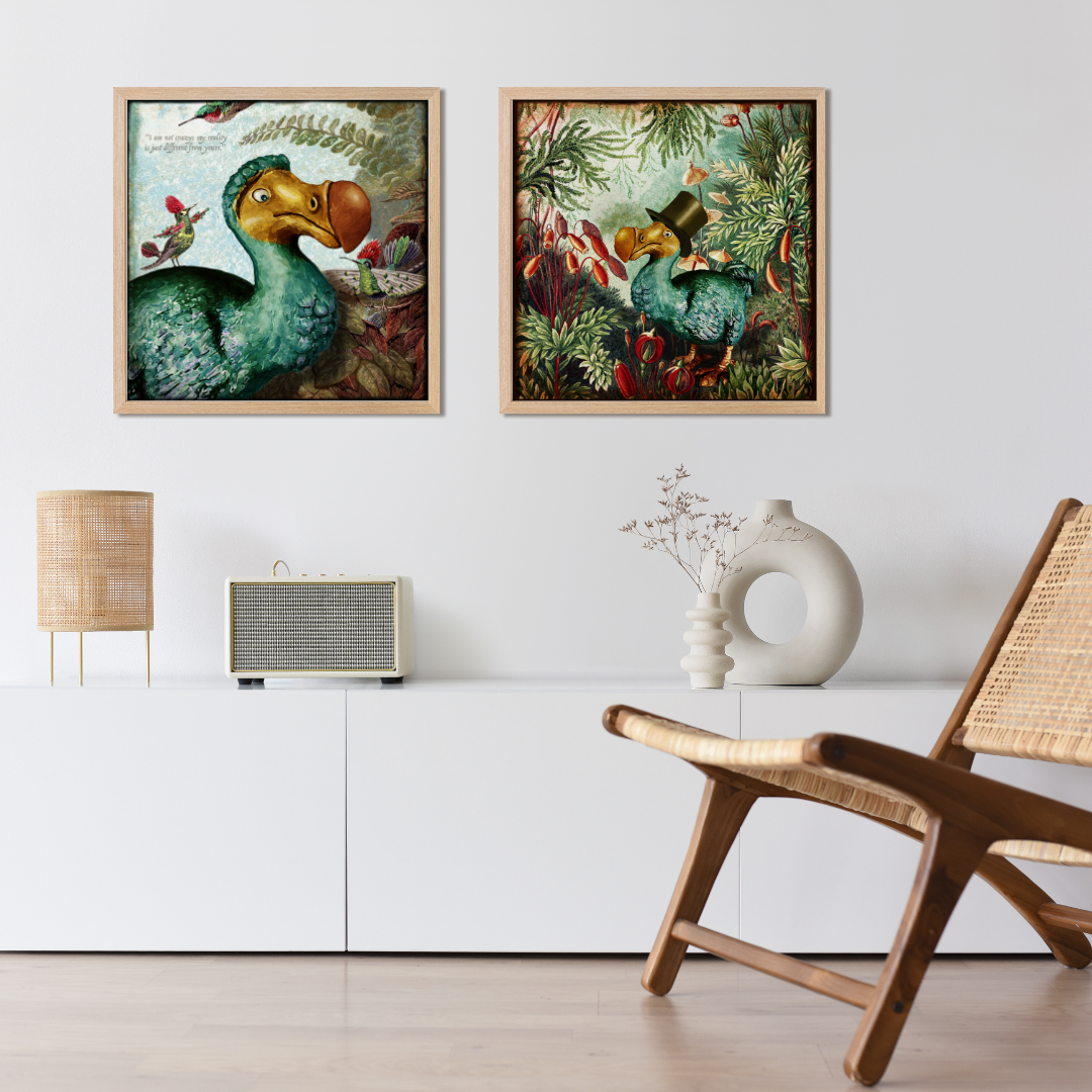 Dodo Bird art, Hand Painted Jungle Dodo Art Print | Tropical Bird Wall Art