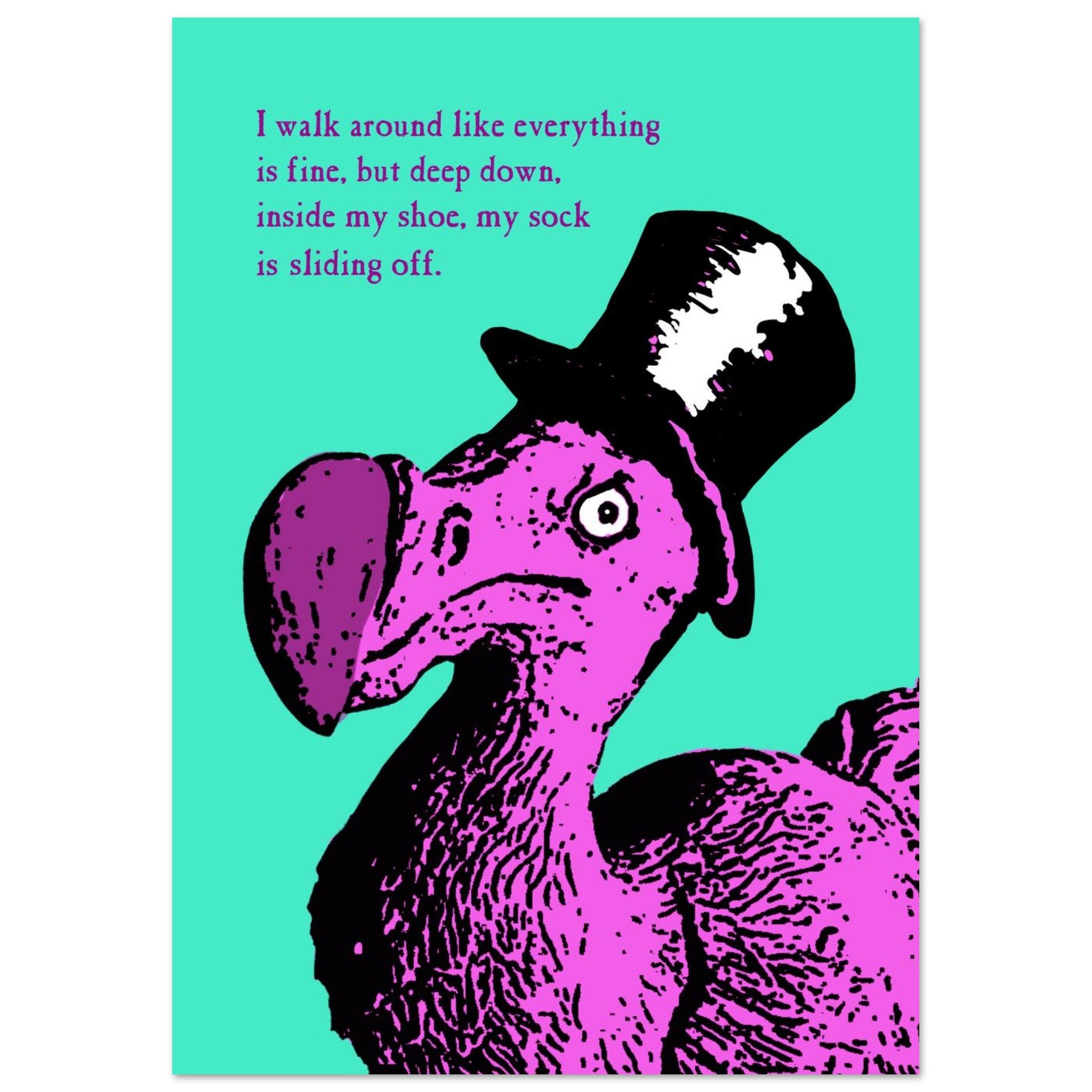 dodo bird in top hat with quote