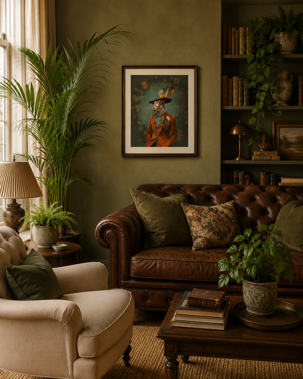 The Spring Hare Print – Victorian hare Portrait in Orange Velvet-rabbit art