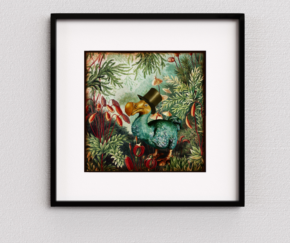 Dodo Bird art, Hand Painted Jungle Dodo Art Print | Tropical Bird Wall Art