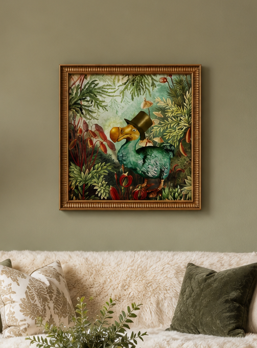 Dodo Bird art, Hand-Painted Jungle Dodo Art Print | Tropical Bird Wall Art