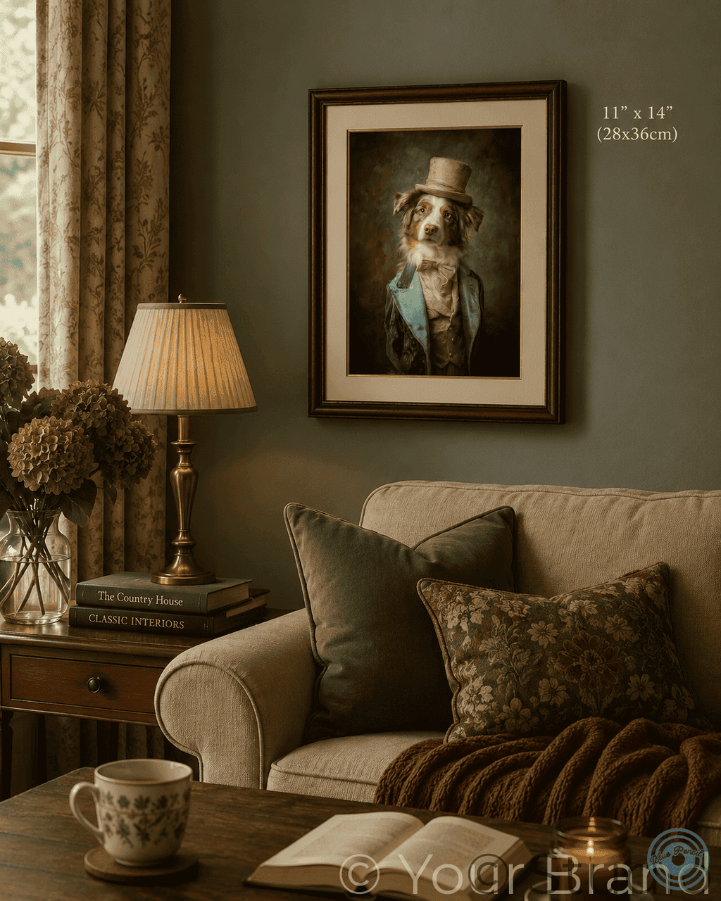 Australian Shepherd Regency Portrait Print | Elegant Dog Wall Art
