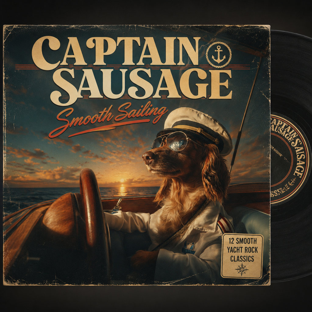 Captain Sausage: Smooth Sailing | Vintage Yacht Rock Dachshund Poster