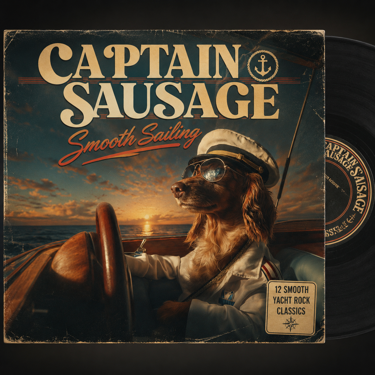 Captain Sausage: Smooth Sailing | Vintage Yacht Rock Dachshund Poster