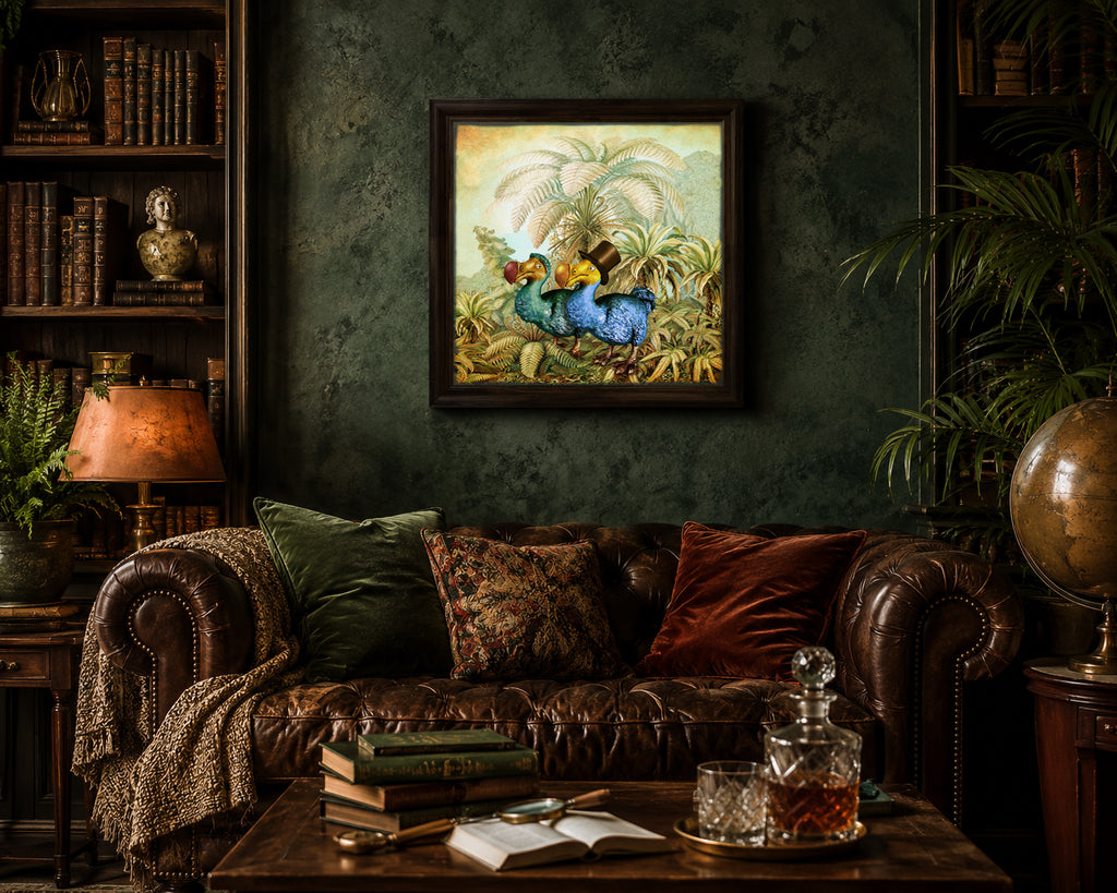 Two Dodo Birds | Botanical Vintage Wall Art | Alice in Wonderland Print