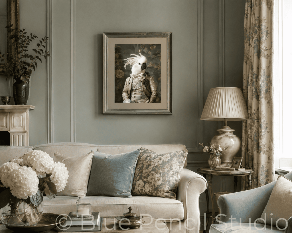 Cockatoo-Lord Coleton Fishacre | Regency Cockatoo Portrait | Botanical Bird Wall Art