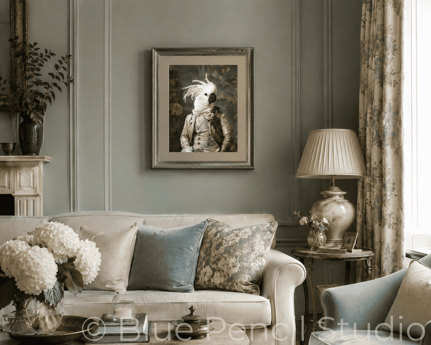 Cockatoo-Lord Coleton Fishacre | Regency Cockatoo Portrait | Botanical Bird Wall Art