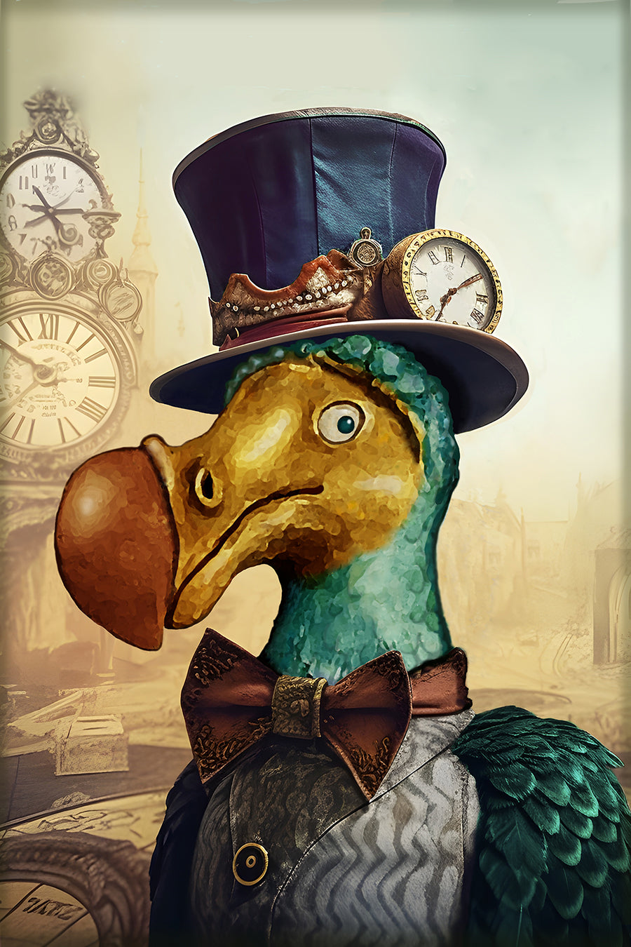 Dodo poster, Steampunk Dodo Art Print | Augustus the Reluctant Inventor