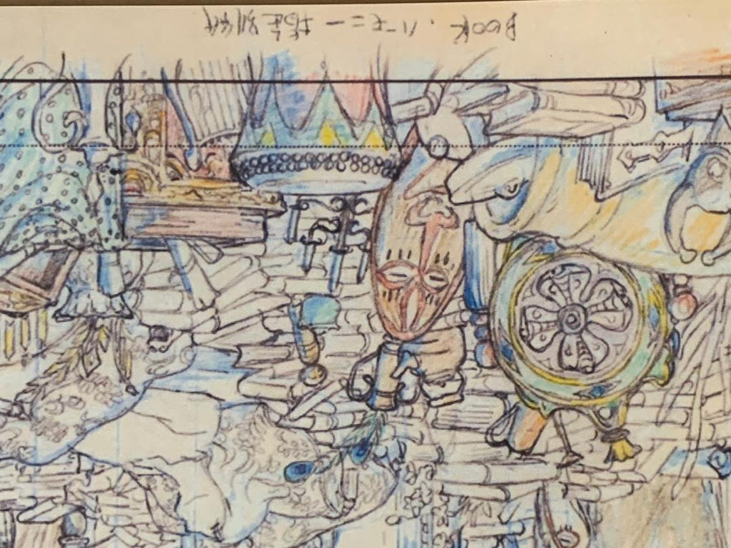 Howls moving castle Background sketch-Ghibli Animation layout sketch-Reproduction