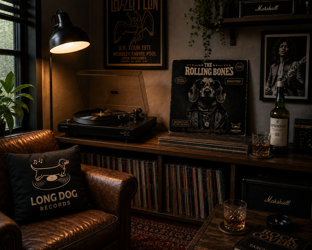 The Rolling Bones – Rock & Roll Dachshund Album Cover Print